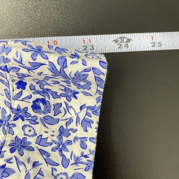 Per Se Shirt Womens 1X Blue White Floral Button Front Long Sleeve Cotton Top - Picture 11 of 13